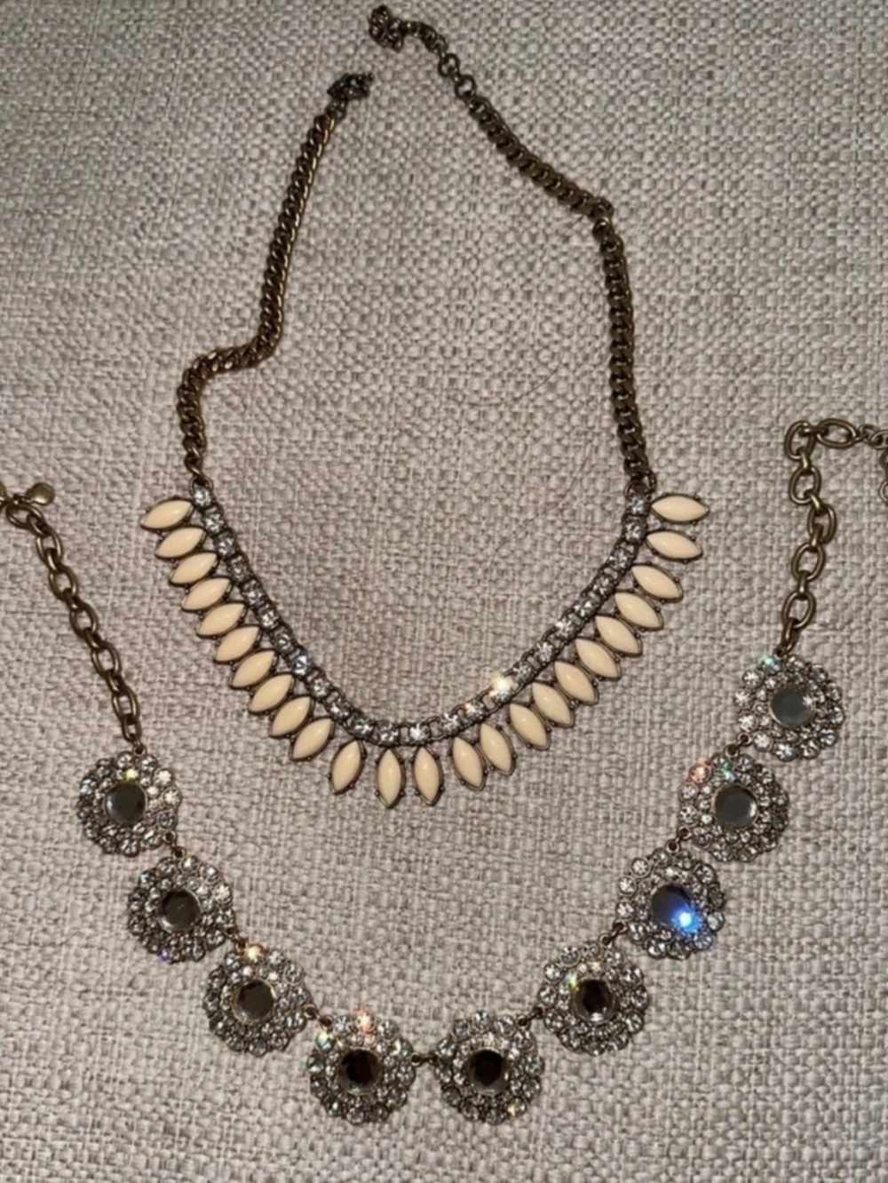 J.Crew Gold & Cream Statement Necklace Set Like New